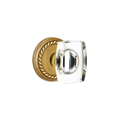 Ensemble de faux boutons Emtek avec rosette en corde et bouton en verre Windsor