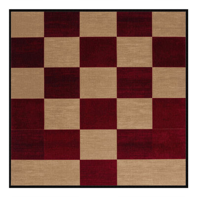 Machine Washable Checkered Red Area Rug