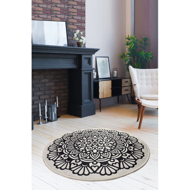 Antibacterial 100% Polyester Area Rug, 39.4 inches Diameter | 10 mm Pile Height, 700 g/m² | Non-Slip Underside, Machine Washable at 86°F | Perfect for Living Room, Bedroom & Kids' Play Area, Easy Care