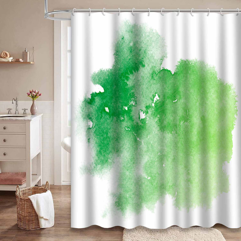 Rideau de douche vert avec 12 crochets, L 72 po x l 84 po