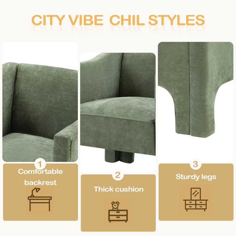 Fauteuil rembourré 29,9 po Modern, Vert