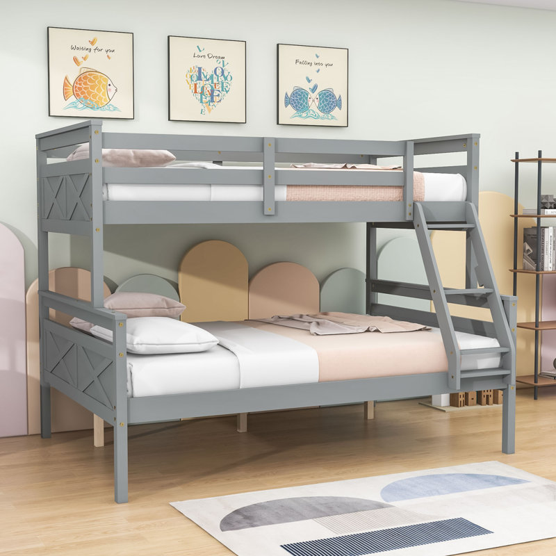 Badley Kids Twin Over Full Bunk Bed, Gray