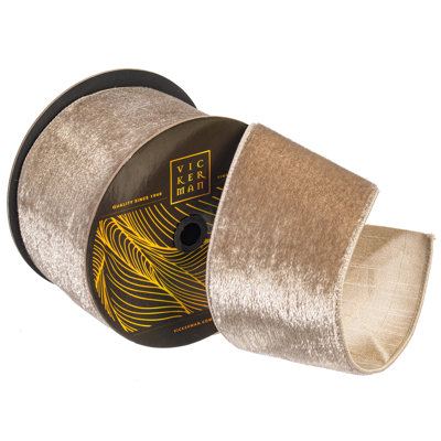  4" x 10yd Pewter Luster Wired Ribbon. 