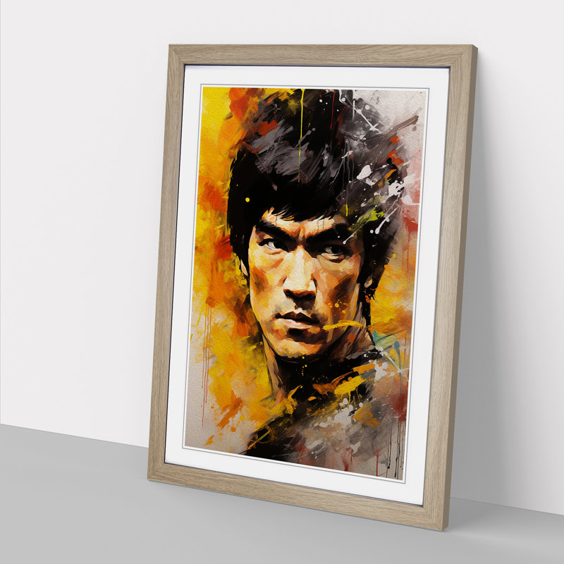 Bruce Lee Expressionism Art - Framed Print, Oak, 34cm H x 25cm W x 2cm D