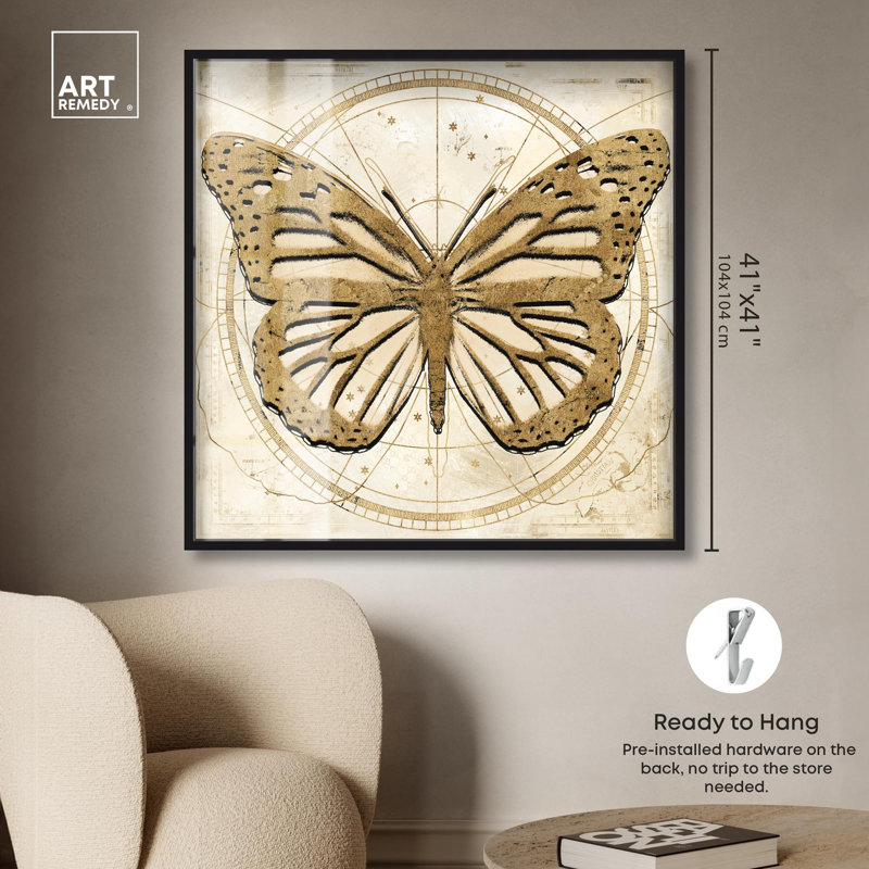 «Astro Fluttering Wings», impression de papillon par Art Remedy, H 41 po x l 41 po, Noir