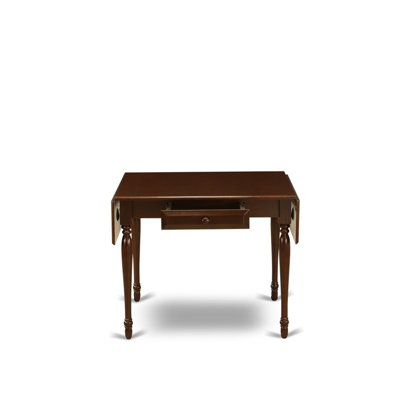 5 Piece Dining Room Table Set Includes a Rectangle Kitchen Table with Dropleaf and 4 Dining Chairs, Mahogany, Mahogany
