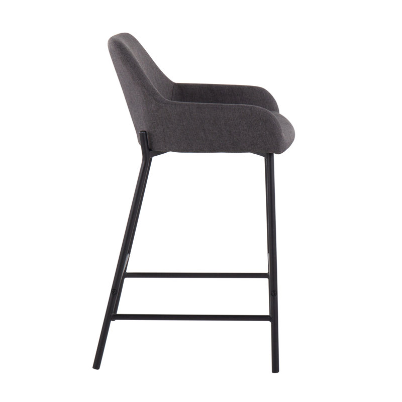 Tabouret de comptoir industriel à hauteur fixe en métal noir et tissu anthracite par - ensemble de 2, Gris anthracite