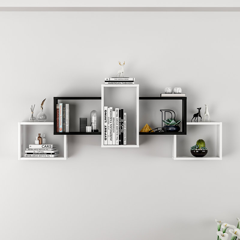 Camryn Wood Cube Shelf, White/Black