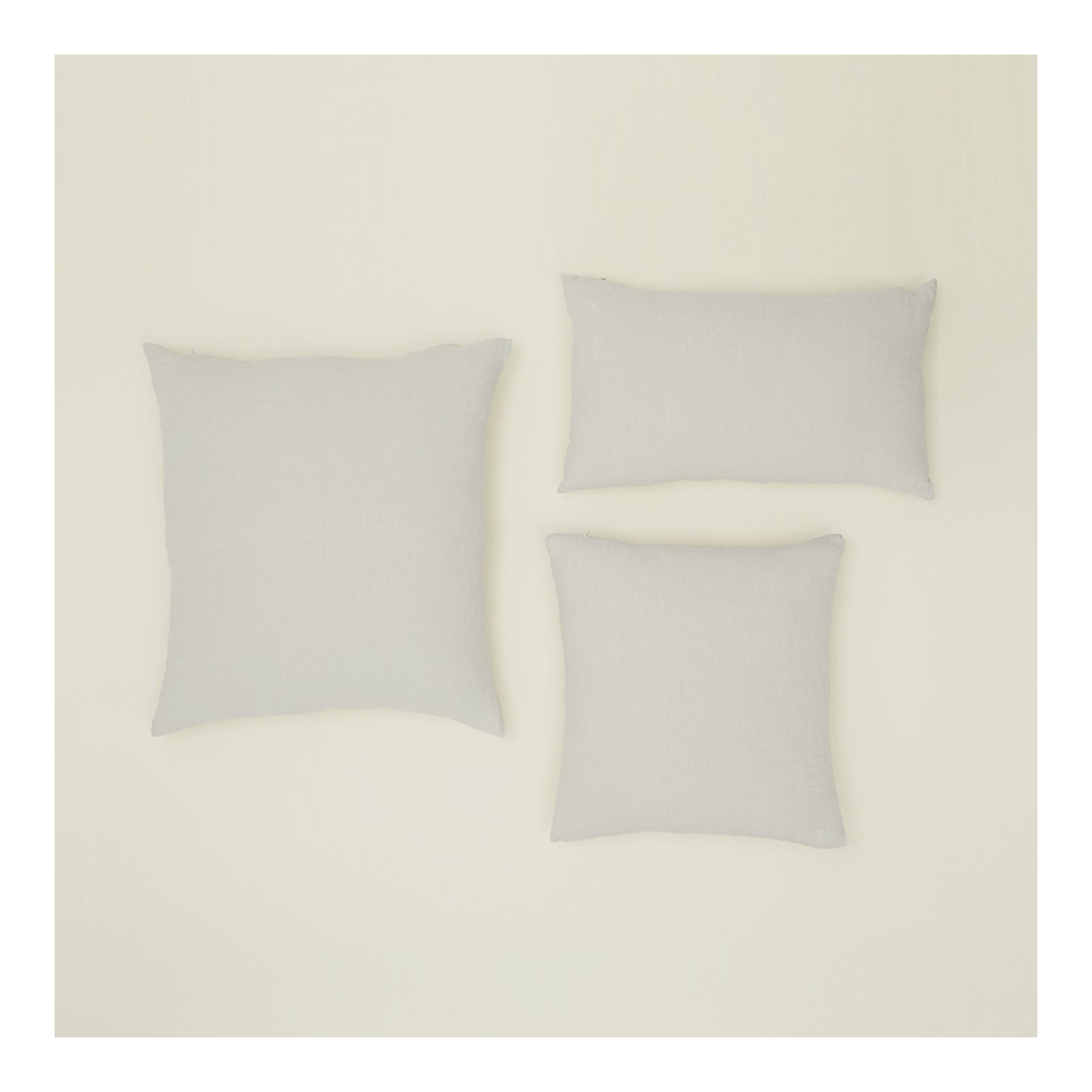 Simple Embroidered Linen Throw Pillow, Light Gray, Square 18"