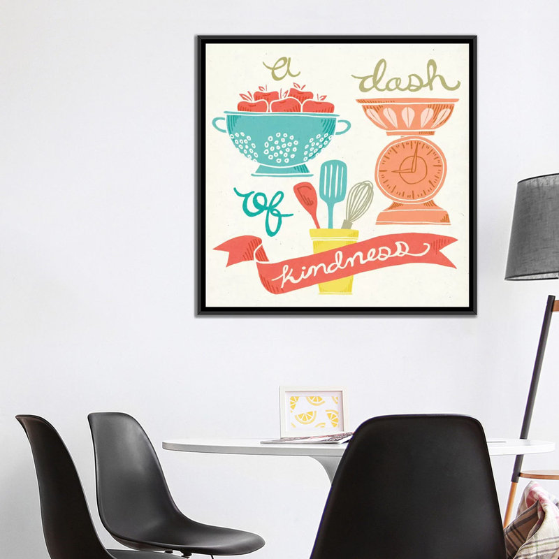 « a dash of gentillesse », impression sur toile, H 18 po x l 18 po x P 1,5 po, Toile avec cadre noir, Pas de tapis