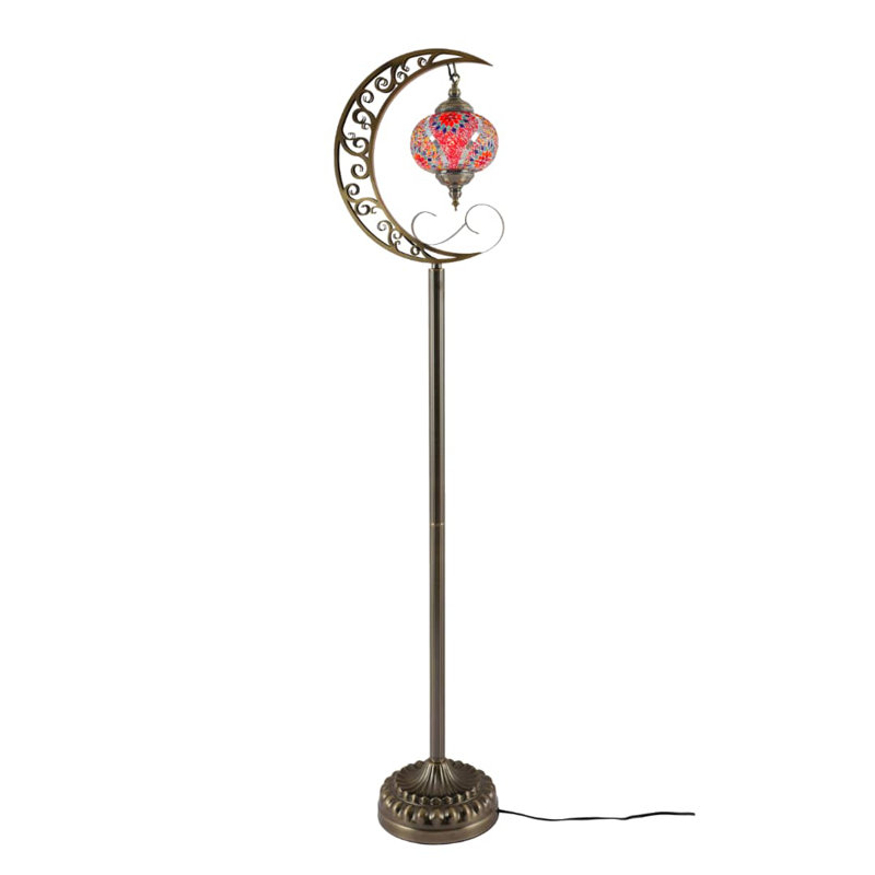 Lampe sur pied en mosaïque en verre teinté Turkish Moon
