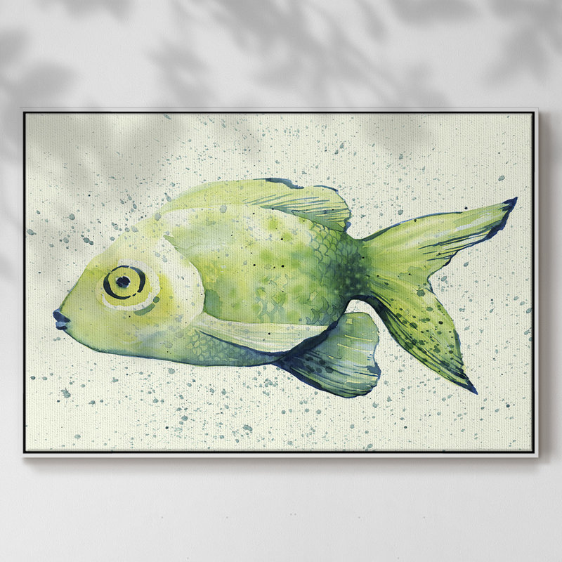 «Speckled Freshwater Fish I», reproduction d'art sur toile, H 17 po x l 25 po x P 2 po, Blanc