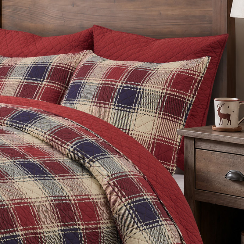 Taie d'oreiller à carreaux bleue Nicholas de Greenland Home Fashions, Standard