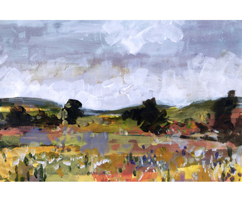 Vibrant Countryside Fields by Cartissi — Landscape Wall Art, Black, Framed Print, 36 × 24