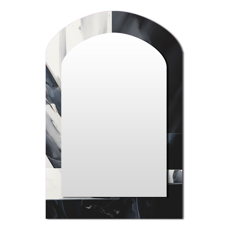 Décoration abstraite en marbre II - Miroir mural arche noire, 43 po x 33 po