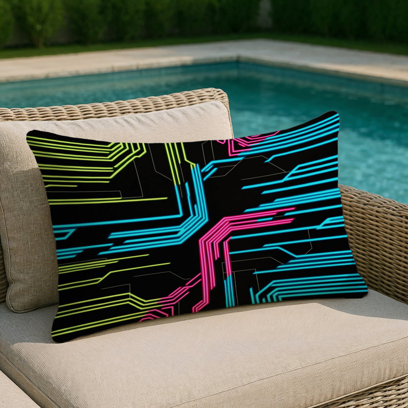 Cybernetic Grid Indoor And Outdoor Throw Pillow, Rectangle 14"H x 20"W