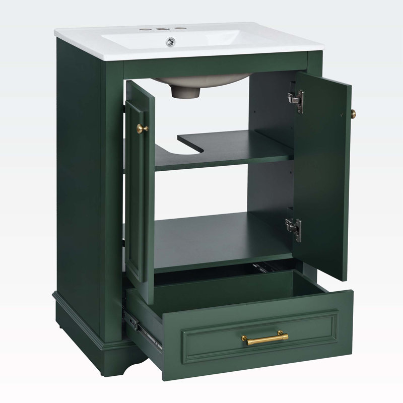 24'' Bathroom Vanity with Ceramic Sink Combo, Green