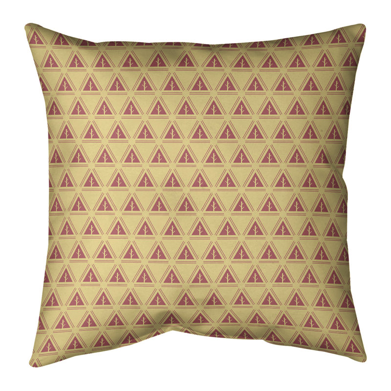 Coussin décoratif à motif d’arbre minimaliste classic Barbra, Bourre en polyester, Jaune/rouge, 40 po x 40 po