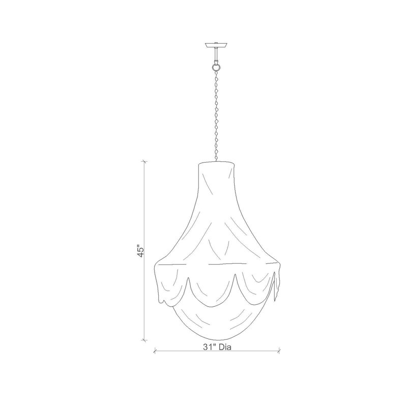Large Leather Fringe Chandelier, Cream