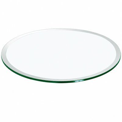 32" Round Glass Table Top - 2/5" Thick Beveled Polished Edge Tempered Glass, Replacement Glass Top for Kitchen/Patio