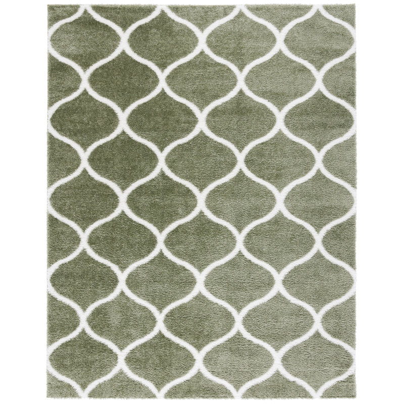 Tapis sauge / blanc Farhanaz, Rectangle 8 pi x 10 pi