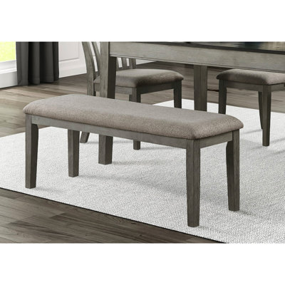 Banc de salle à manger avec coussin en tissu gris et cadre en bois brossé