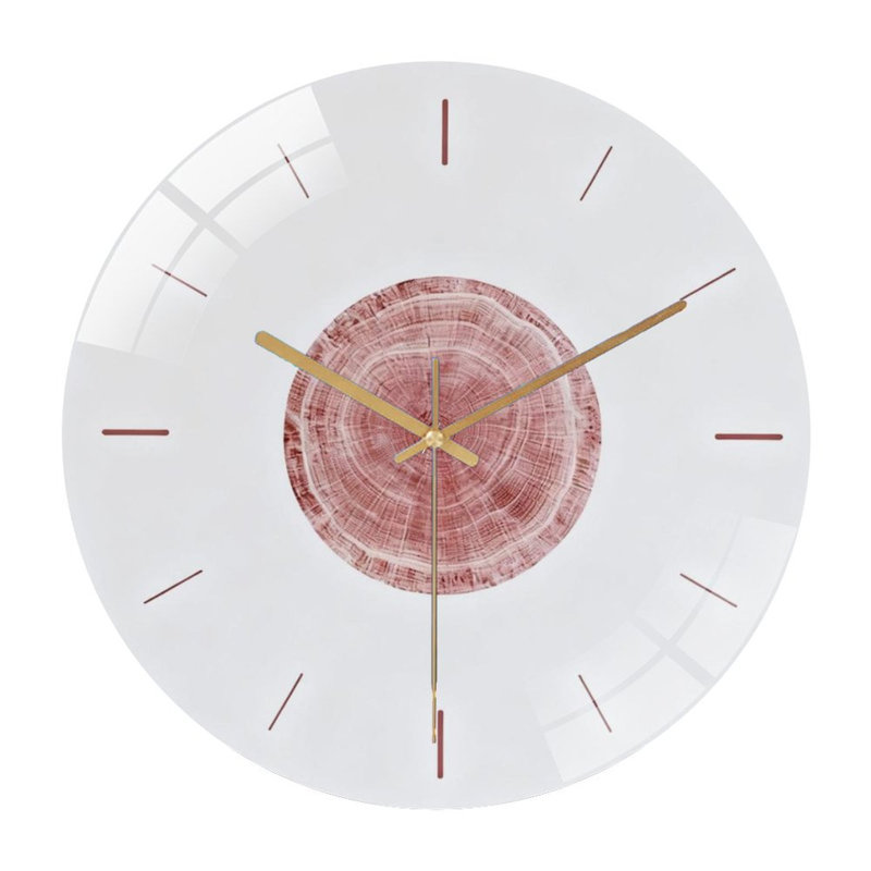Horloge murale 12 po ronde en verre trempé avec mouvement à quartz silencieux, Terracotta