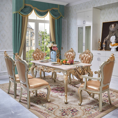 Luxury Rectangular Carved Dining Table Sets