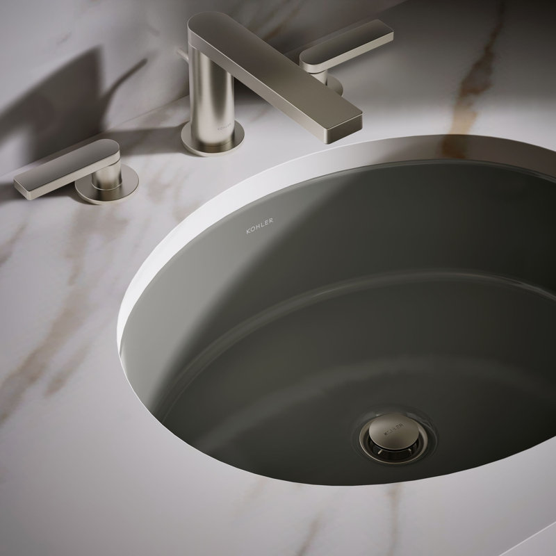 Verticyl Ceramic Oval Undermount Bathroom Sink with Overflow, Almond