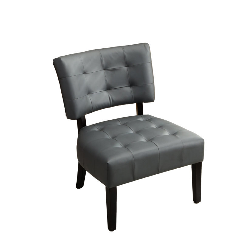 Fauteuil d'appoint capitonné en cuir mélangé avec sièges surdimensionnés, Similicuir ivoire