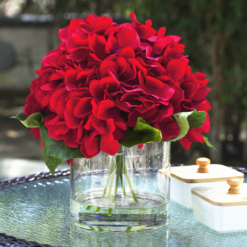Hortensias en vase, Rouge
