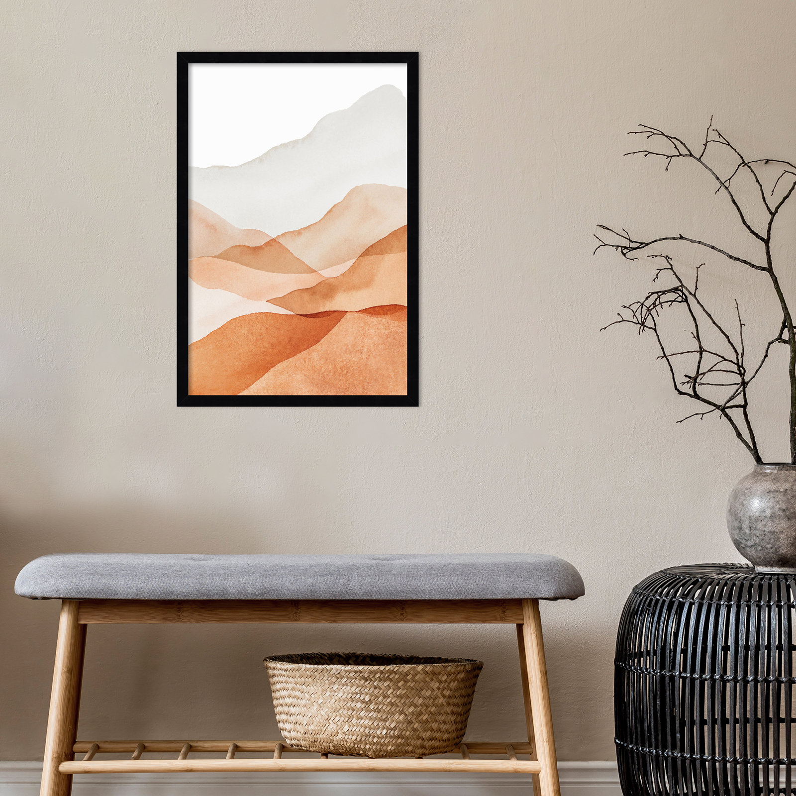 Doris "Mountain Range III" Print, Black, 25.25" H x 17.25" W x 0.88" D