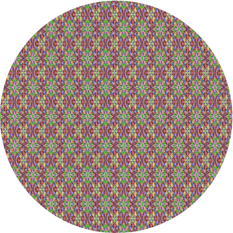 Tapis de zone rose/beige à motifs, Rond 3 pi