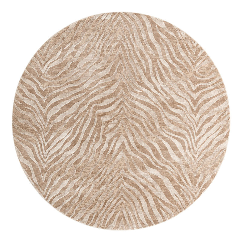 Tatte Animal Print Ivory/Beige Area Rug, Round 7'10"