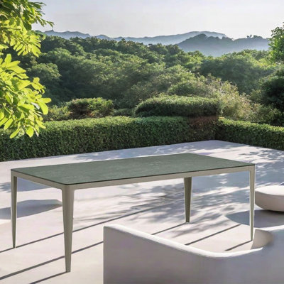 Waterproof Fabric Patio Table Rectangular Metal Outdoor Dining Table , 94.49'' in. W 35.43'' in. D