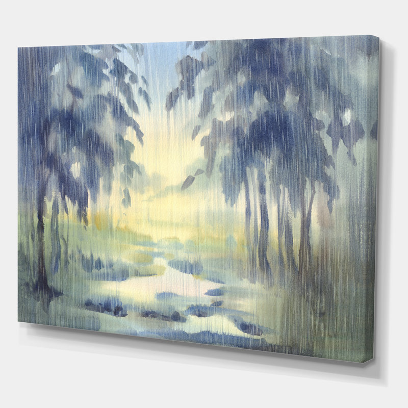 «RaIn Falling Down in Green Lit Forest I», reproduction d'art sur toile, Toile tendue, H 24 po x l 32 po x P 1 po