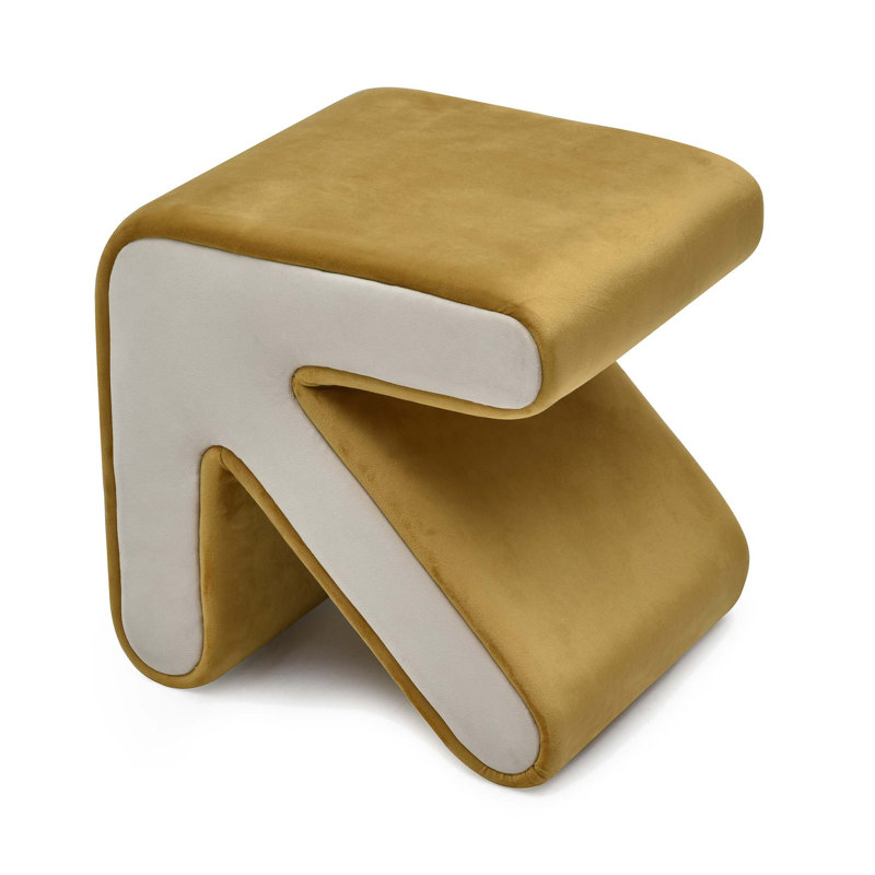 Auryana Velvet Ottoman, Gold/Beige Velvet