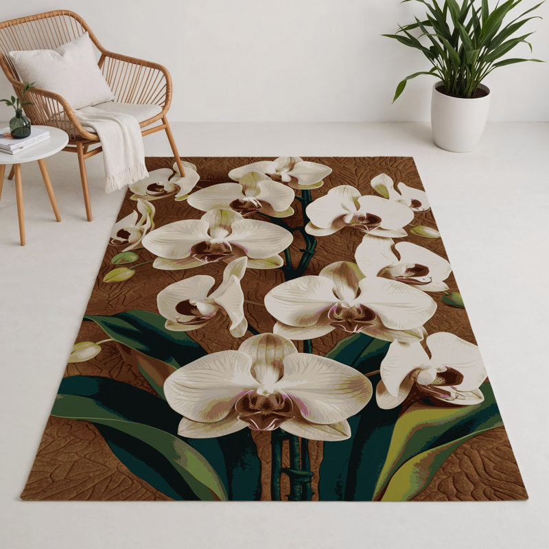 Tapis beige d'intérieur et d'extérieur Botanical, Rectangle 5 pi x 7 pi