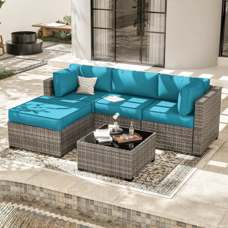 Ensemble de housse de coussin d'extérieur 9 pièces pour coussins d'extérieur et housses de patio 3 "Cartert, Bleu lac