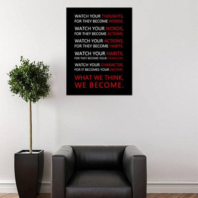 Regardez vos pensées, art mural inspirant pour la salle de classe, peinture sur toile, citations inspirantes, affiches, impressions, salon, décoration intérieure, encadré, prêt à être accroché [l 18 po x H 24 po]