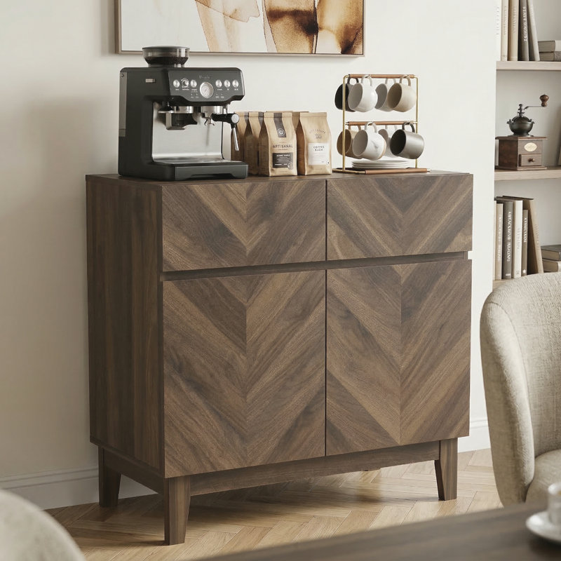 Milan 78.8 Cm Wide 2 Drawer Sideboard, Royal Walnut