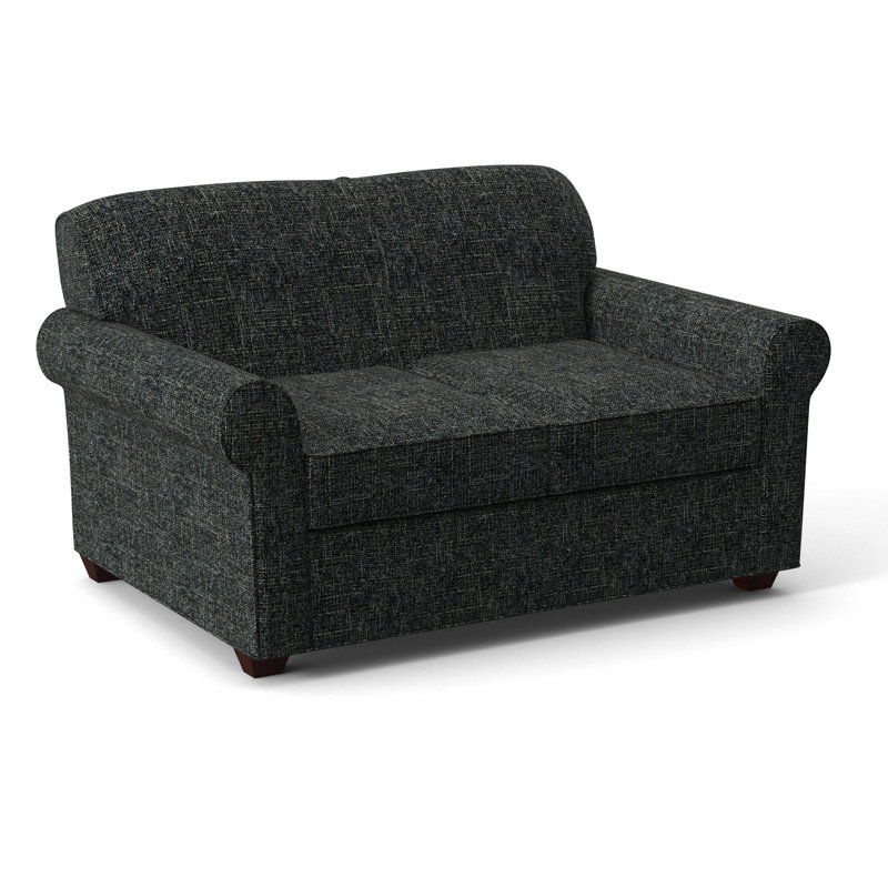Finn 59" Rolled Arm Sofa Bed Loveseat with Reversible Cushions, Empire Mahogany, Connelly Crow