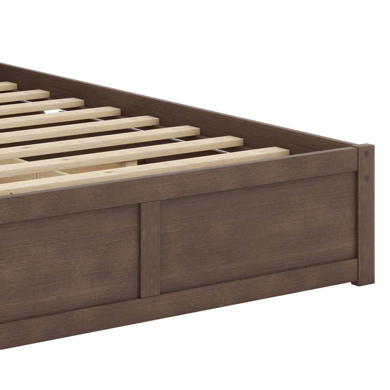 Lit plateforme double avec tablettes coulissantes, Espresso