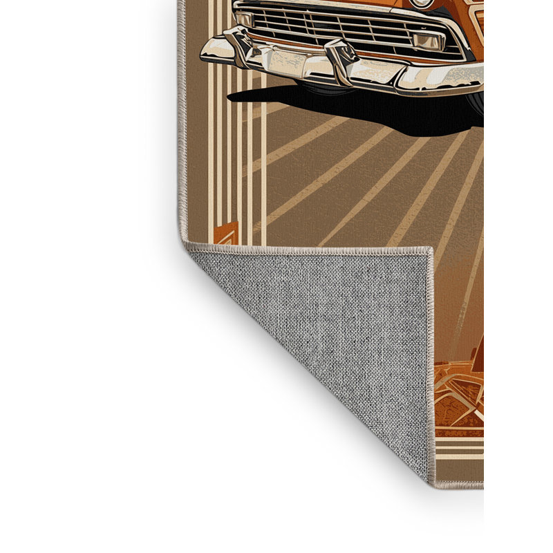 Tapis à aspect rétro vintage brun et beige lavable à la machine, 8x12
