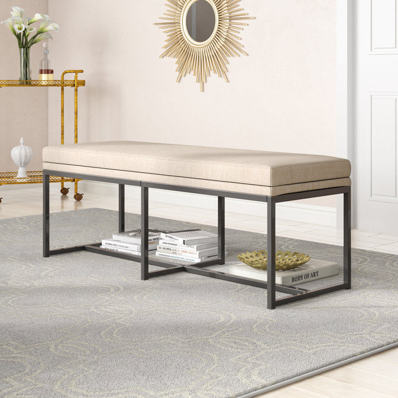 Banc de chambre rembourré Emojean, Lin beige