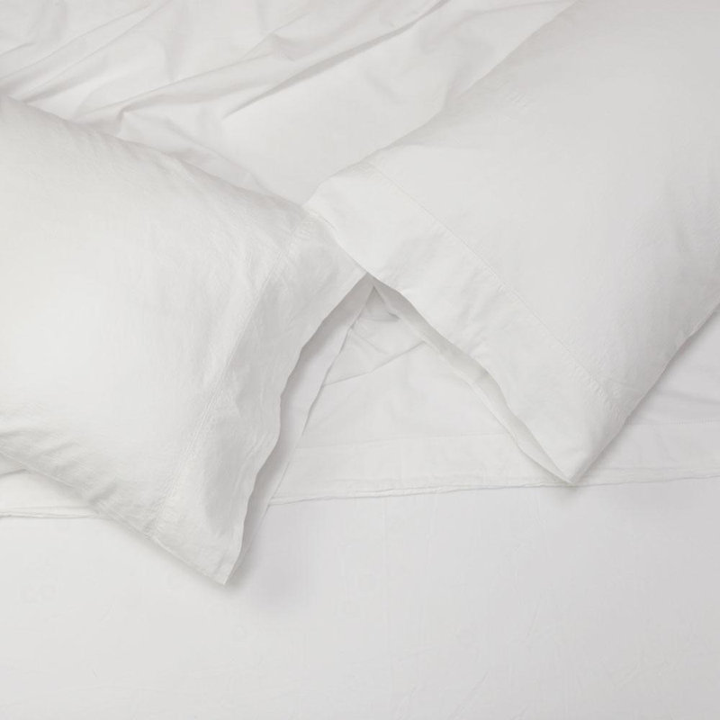 Twin White Cotton Percale Sheet Set