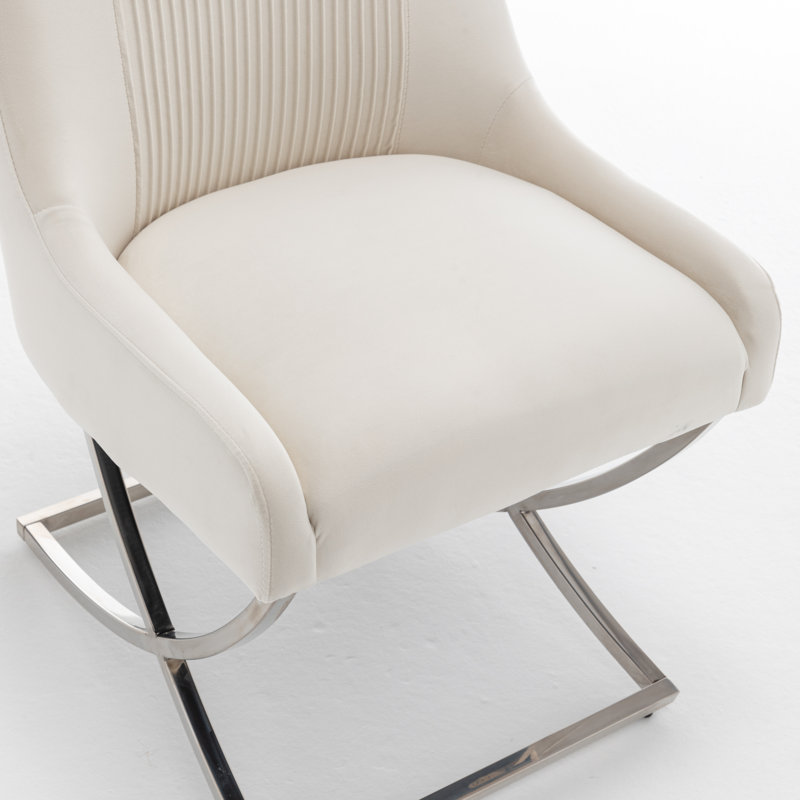 Elian Velvet Upholstered Side Chair, Beige, 4