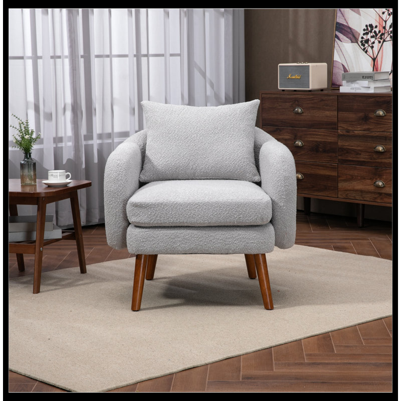 Keiden Upholstered Armchair, Gray Boucle