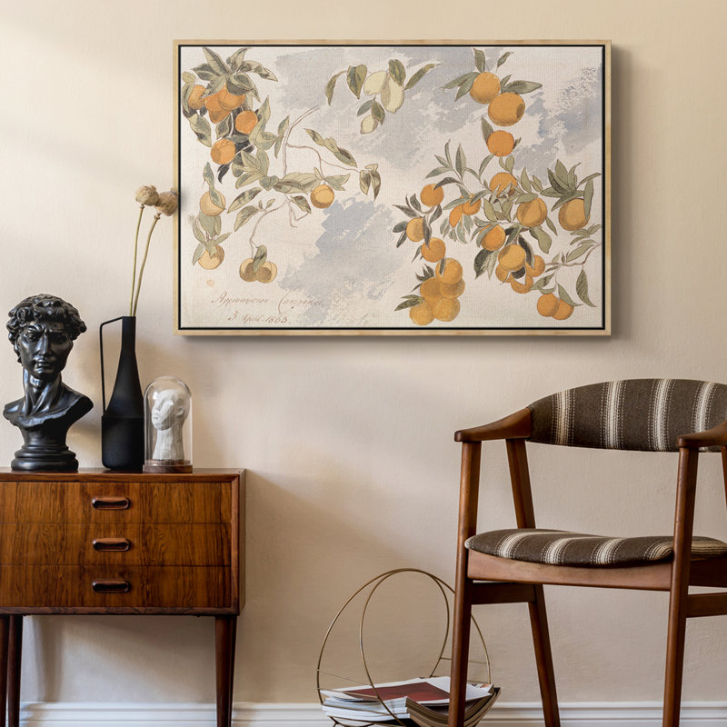 Vintage Botanical -IV - reproduction d'art sur toile tendue, H 27 po x l 41 po x P 2 po, Toile argentée avec cadre flottant
