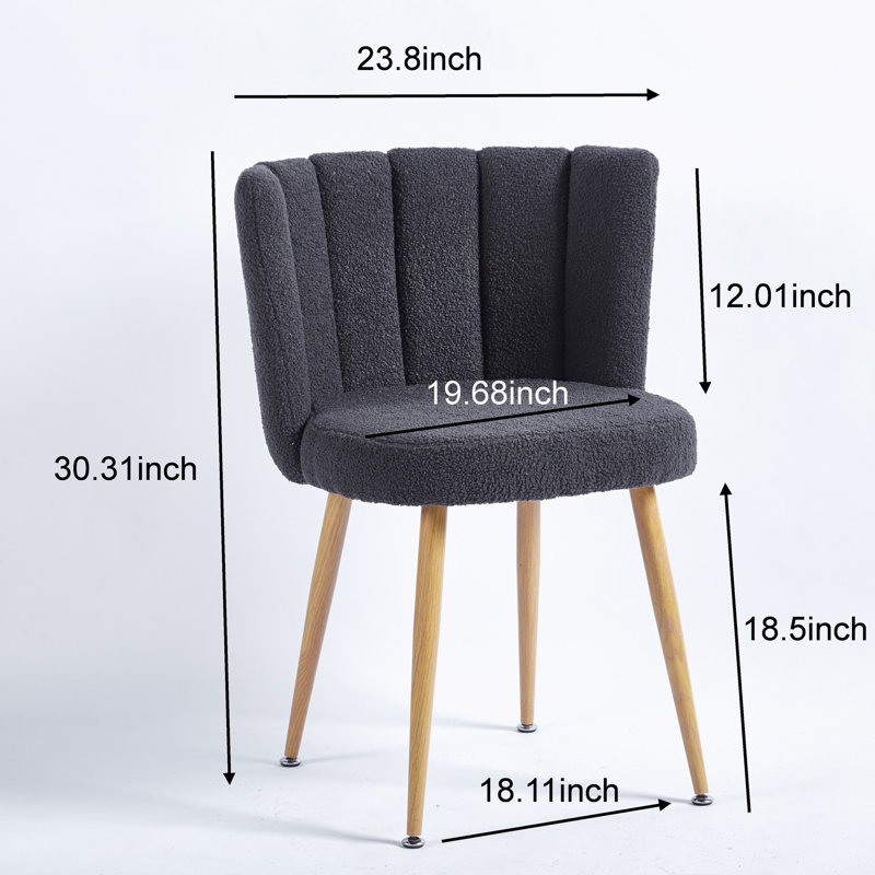 Defreitas Dining Chair with Iron Legs and Cushions, Gray